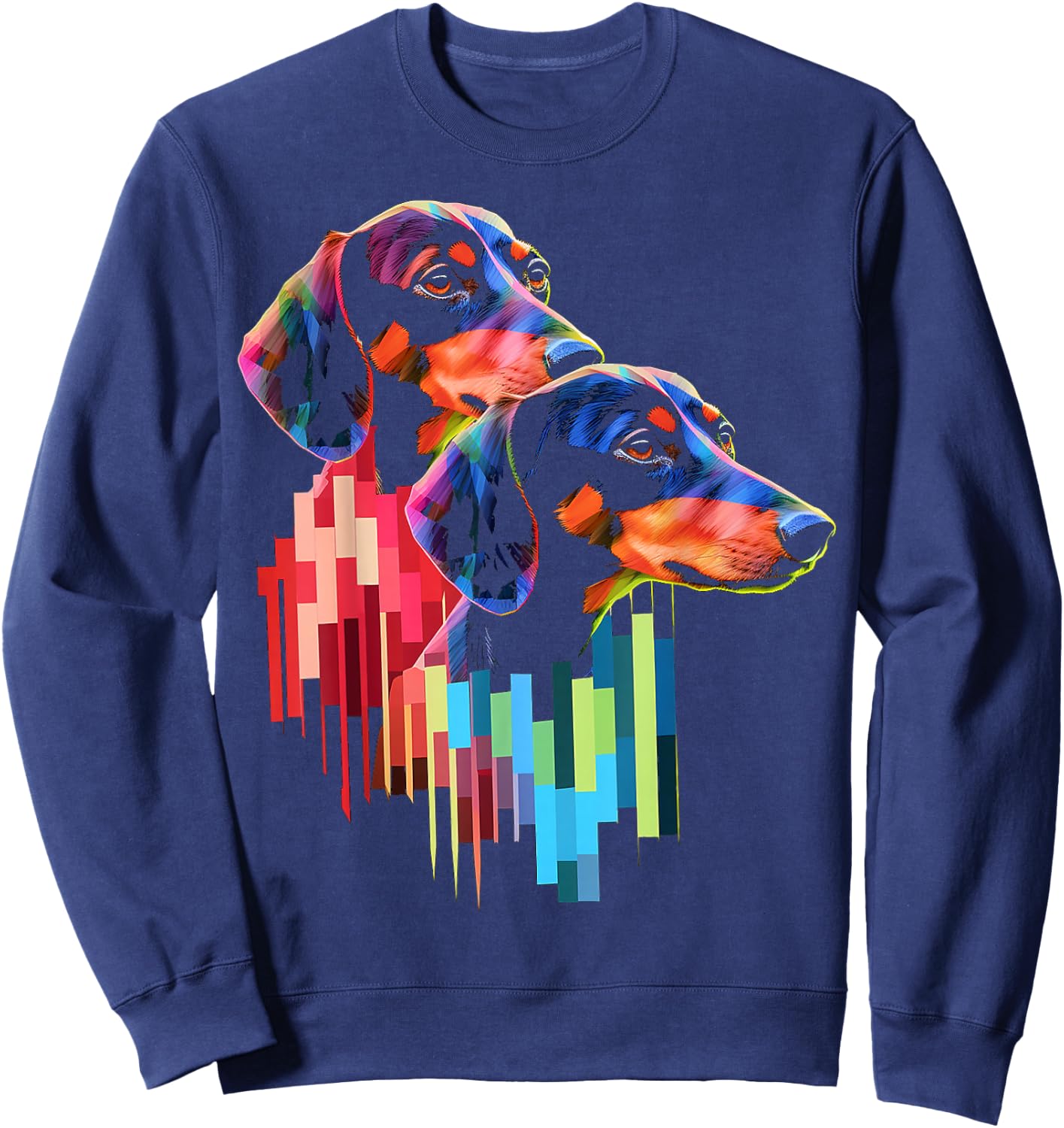 Dachshund Colorful Pet Art Animal Abstract Graphic Dog Sweatshirt - Sweatshirt | Navy