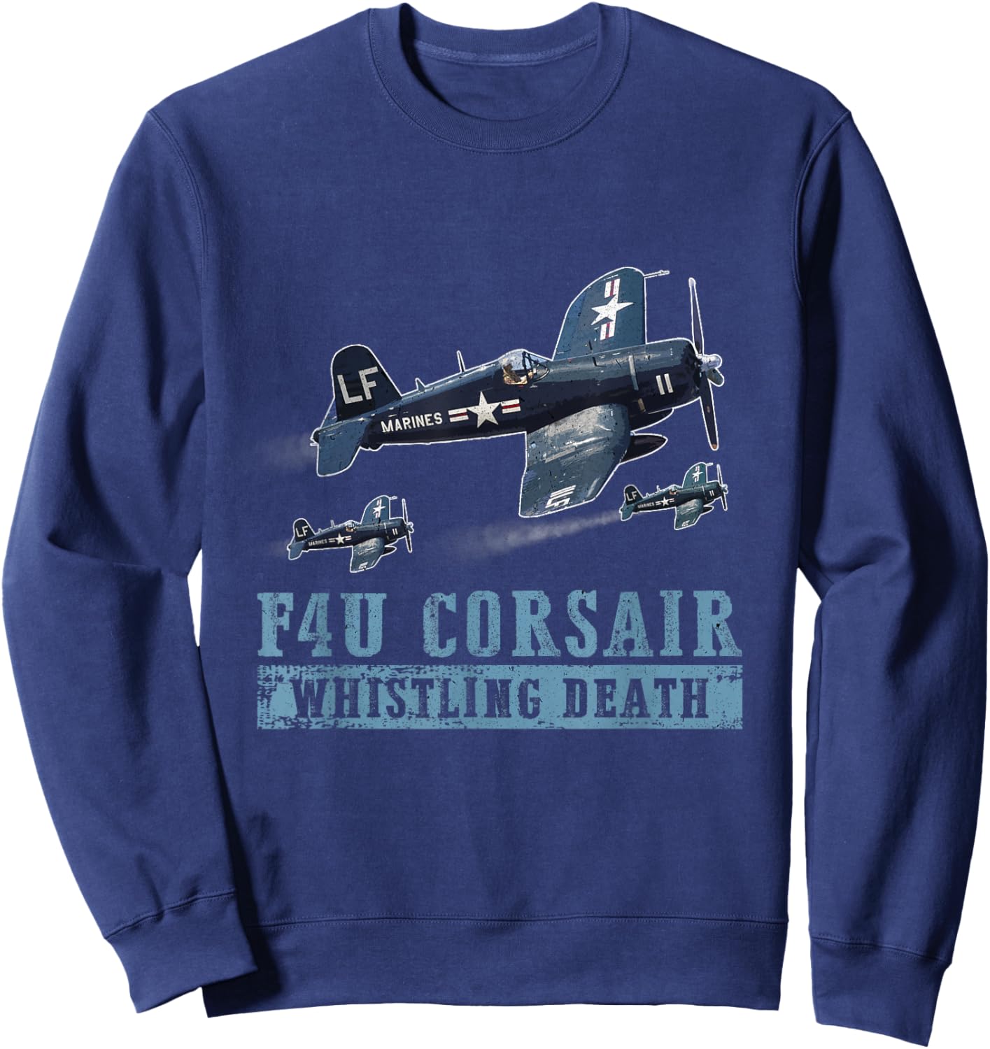 F4U Corsair WW2 Fighter Aircraft Whistling Death Military Sweatshirt - Sweatshirt | Navy