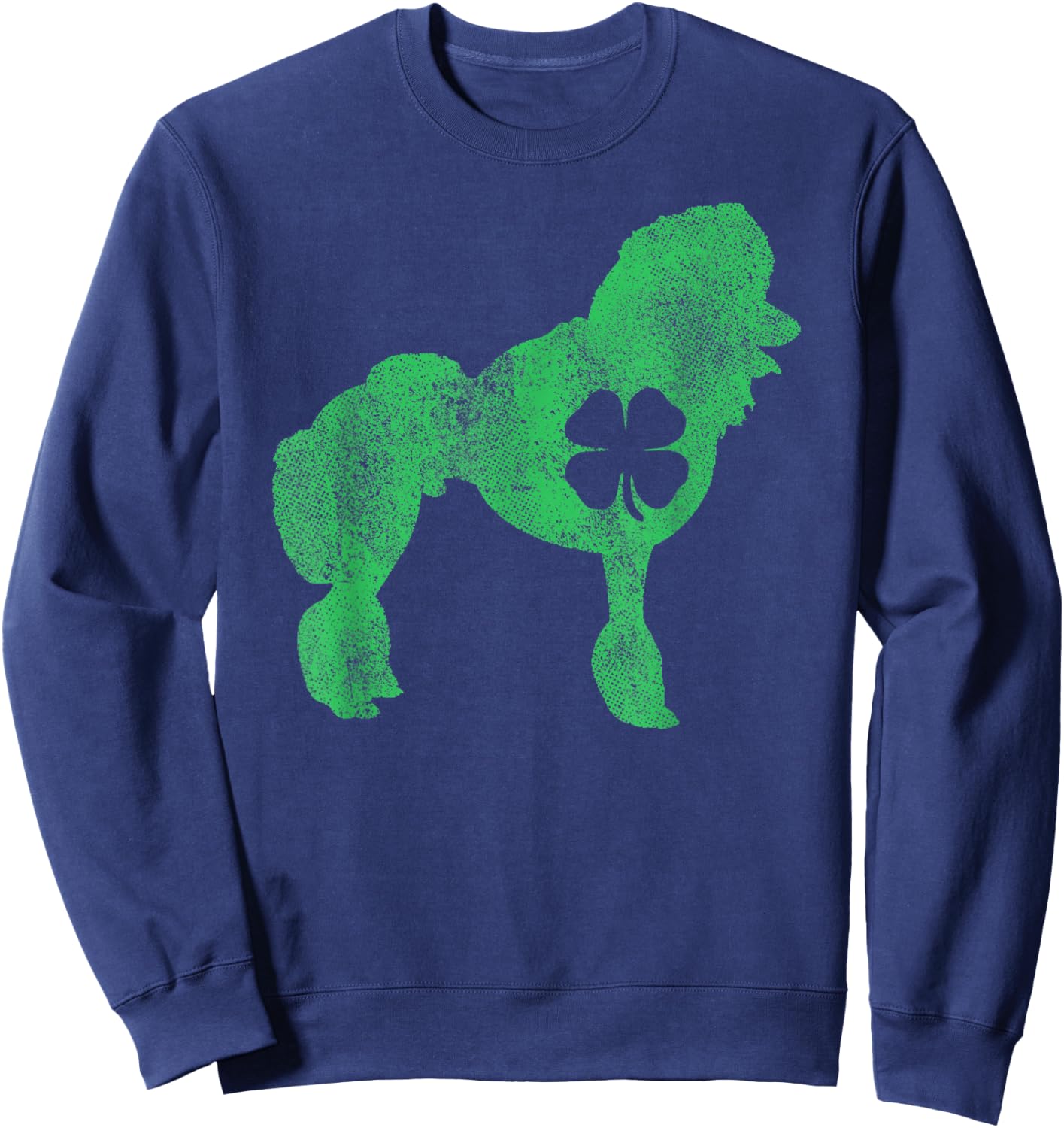 Poodle Dog Irish Shamrock St. Patrick's Day Saint Paddy's Women Kids Sweatshirt - Sweatshirt | Navy