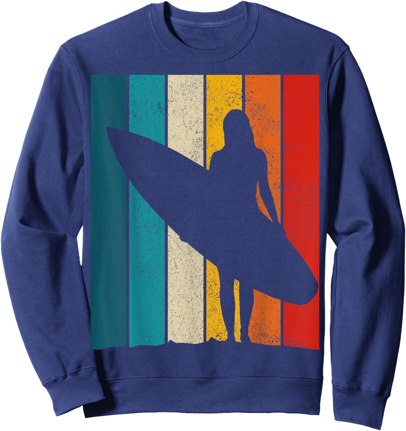 Surfer Girl Vintage Surf Beach Surfing Surfing Surfing Gift Sweatshirt - Sweatshirt | Navy