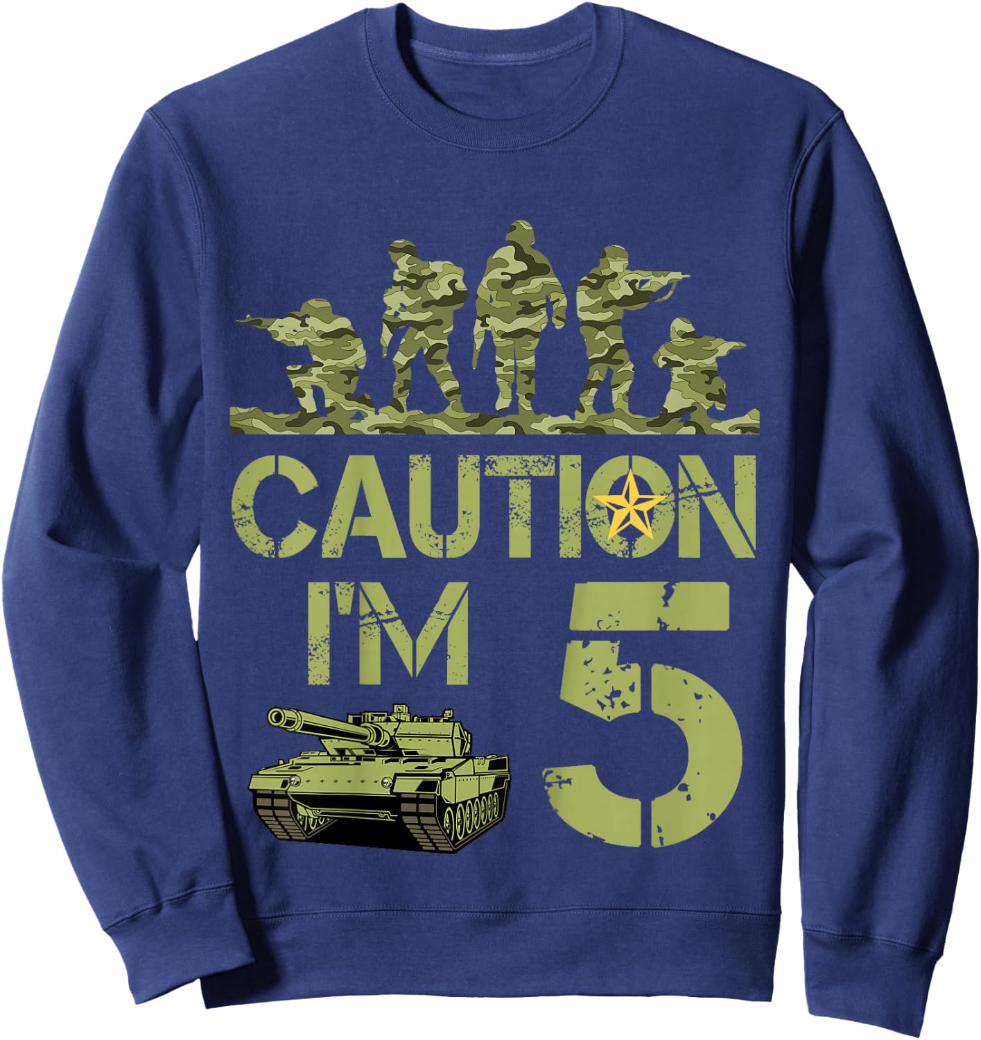 Kids 5th Birthday Military I'm 5 Year Old Soldier Camo 5 Birthday Sweatshirt - Sweatshirt | Navy