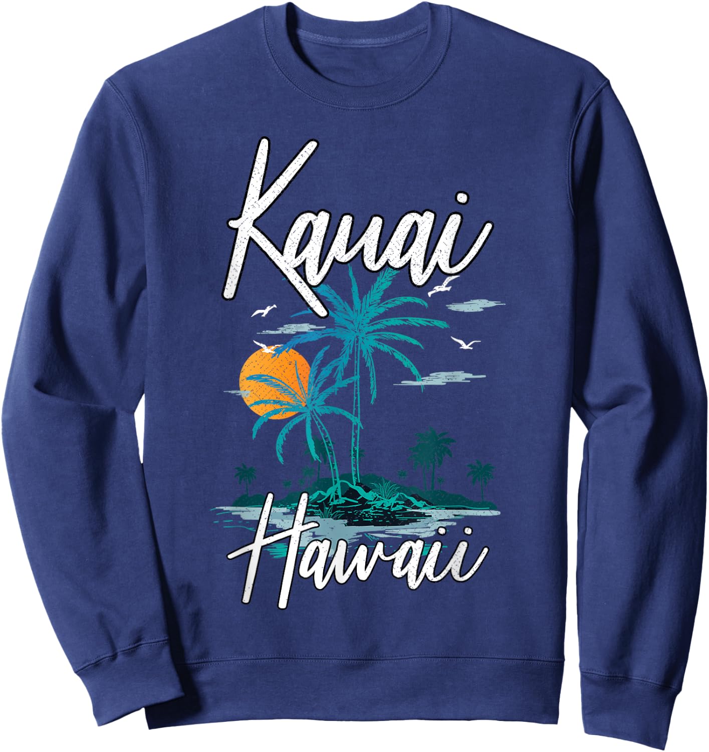 Family Vacation Retro Sunset Hawaii Kauai Sweatshirt - Sweatshirt | Navy