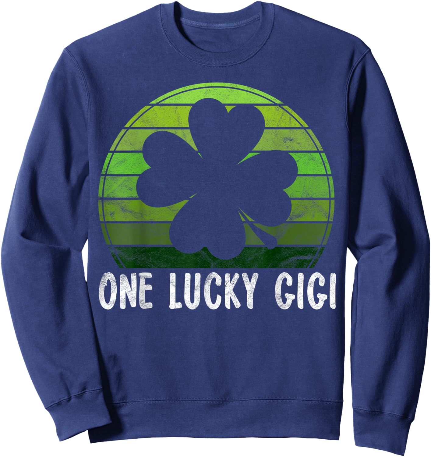 One Lucky Gigi Gift Shamrock Sunset Irish St Patricks Day Sweatshirt - Sweatshirt | Navy