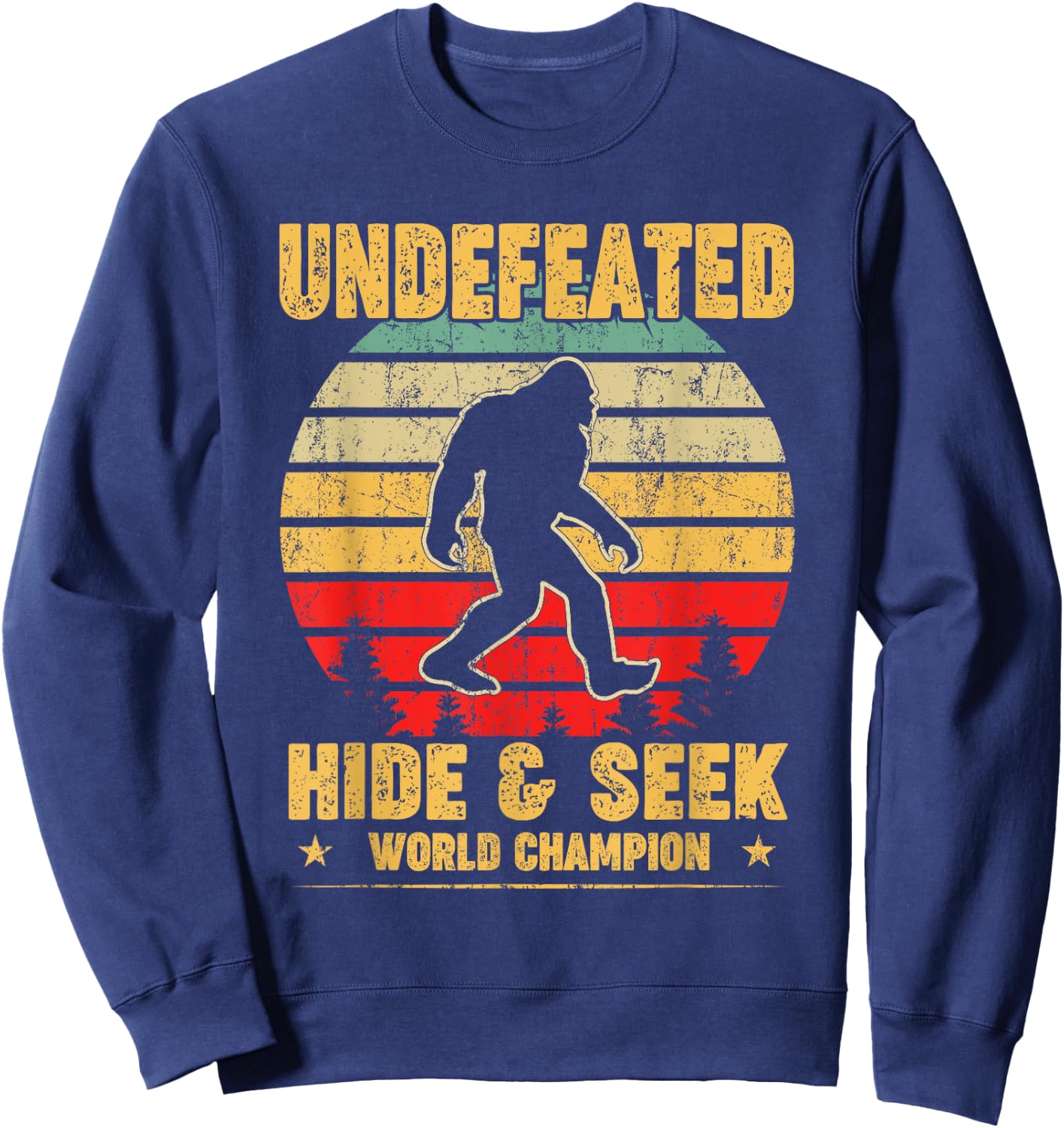 Undefeated Hide and Seek World Champion Bigfoot T Shirt Sweatshirt - Sweatshirt | Navy