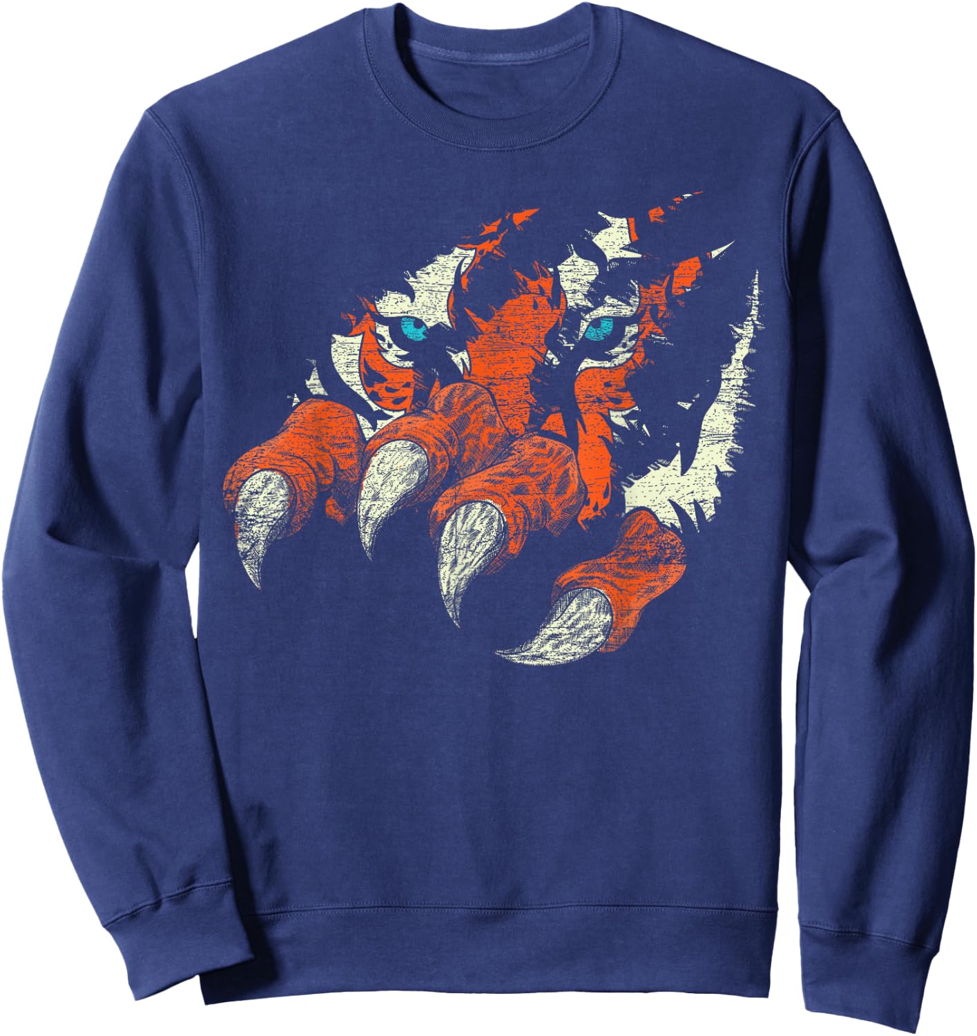 Wild Cat Claws Asian Predator Animal Eyes Wildlife Tiger Sweatshirt - Sweatshirt | Navy