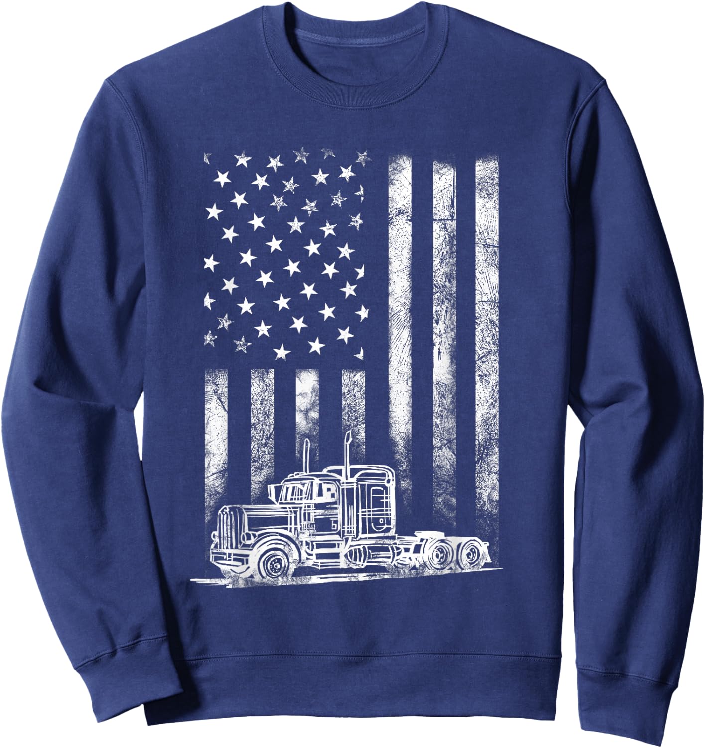 Truck Driver American Flag Trucker Vintage Men Women Gift Small Sweatshirt - Sweatshirt | Navy