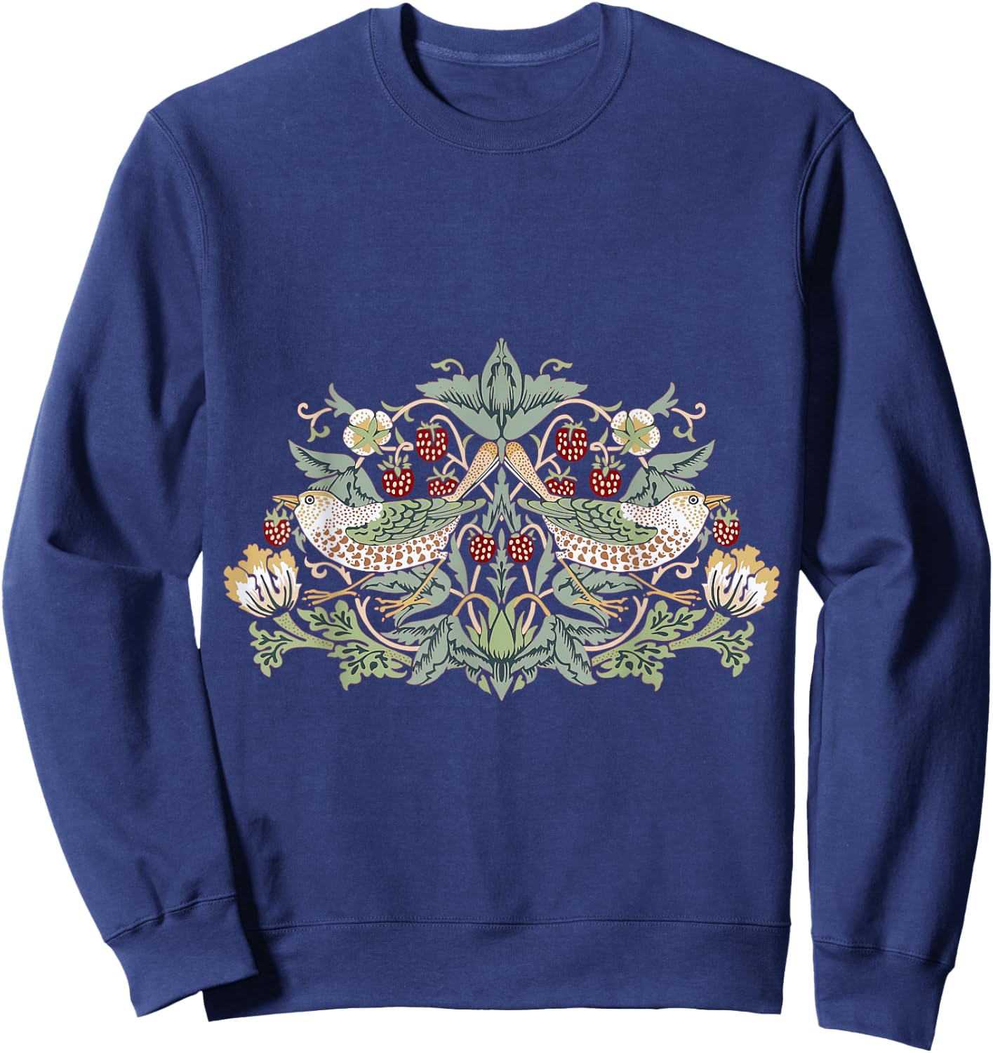 Pixelchicken William Morris Strawberry Thief Bird , Small Sweatshirt - Sweatshirt | Navy