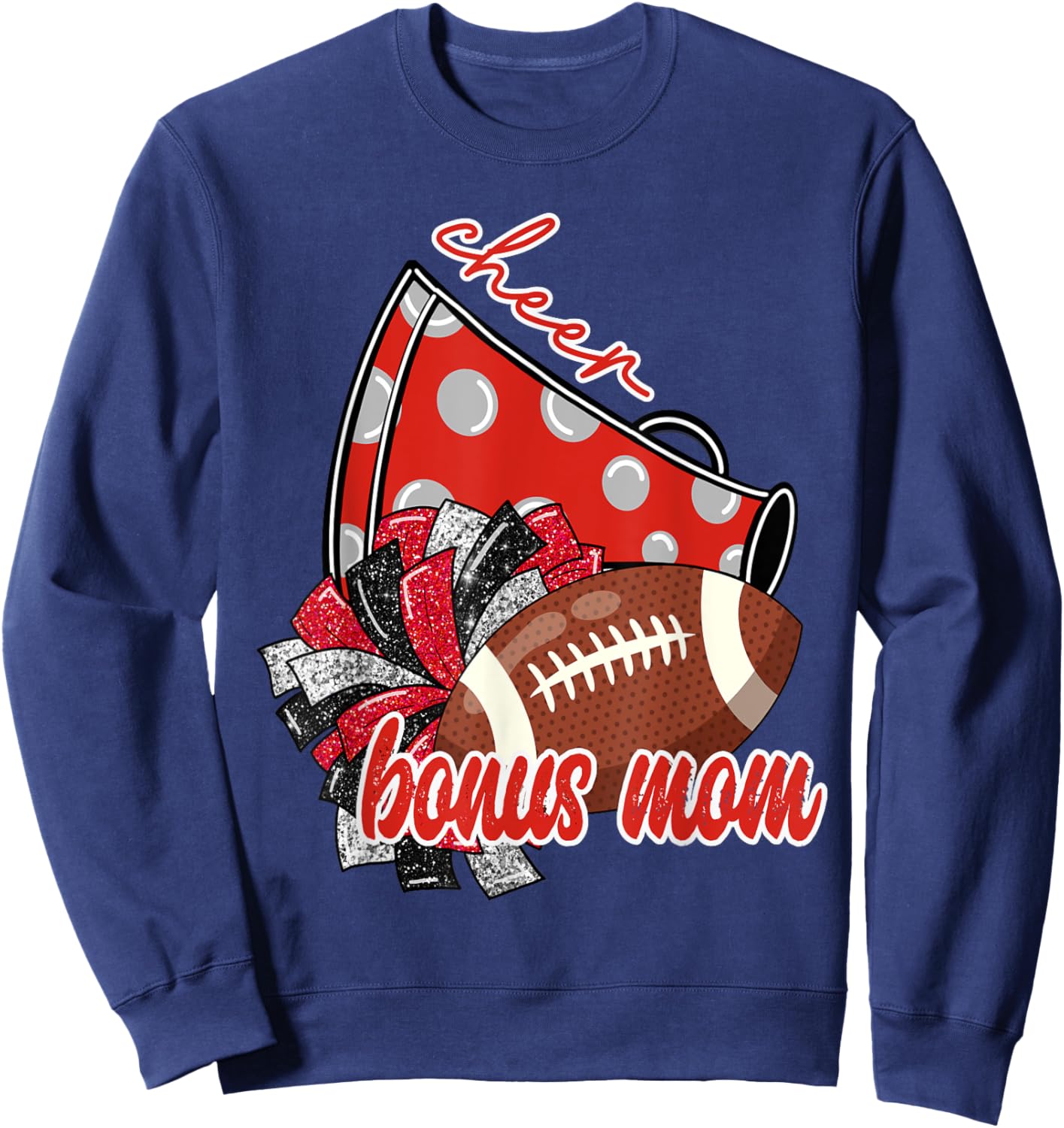 Cute Cheer Bonus Mom Trendy Megaphone Football Sweatshirt - Sweatshirt | Navy