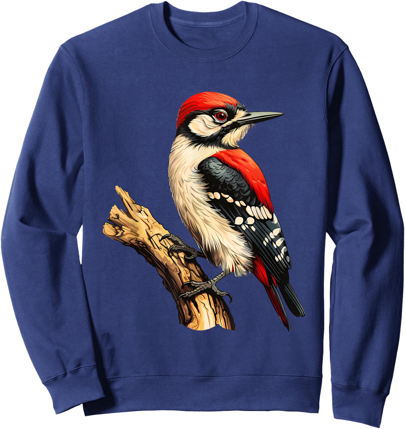 Woodpecker Wildlife Colorful Animal Art Portrait Nature Sweatshirt - Sweatshirt | Navy