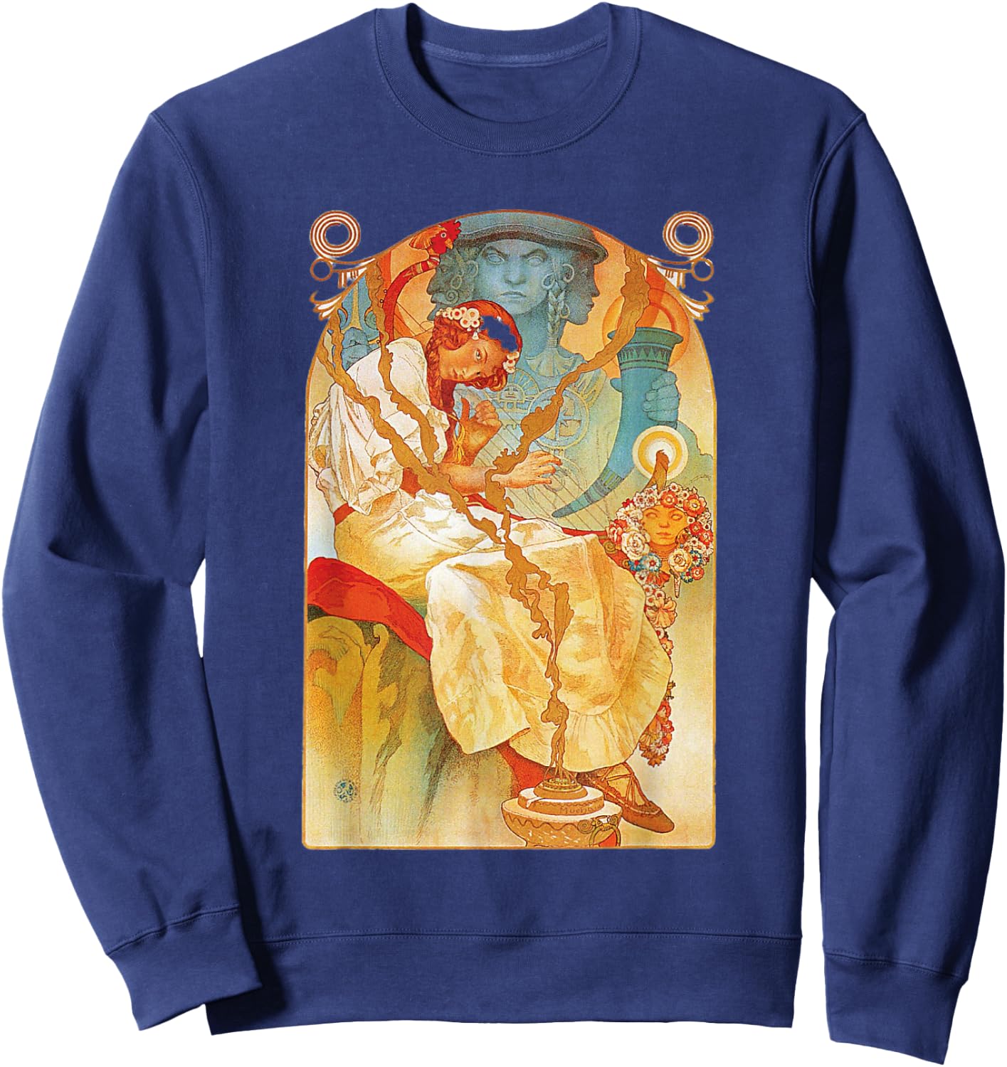 Art Nouveau Slav Epic Mucha Beautiful Elegant Sweatshirt - Sweatshirt | Navy