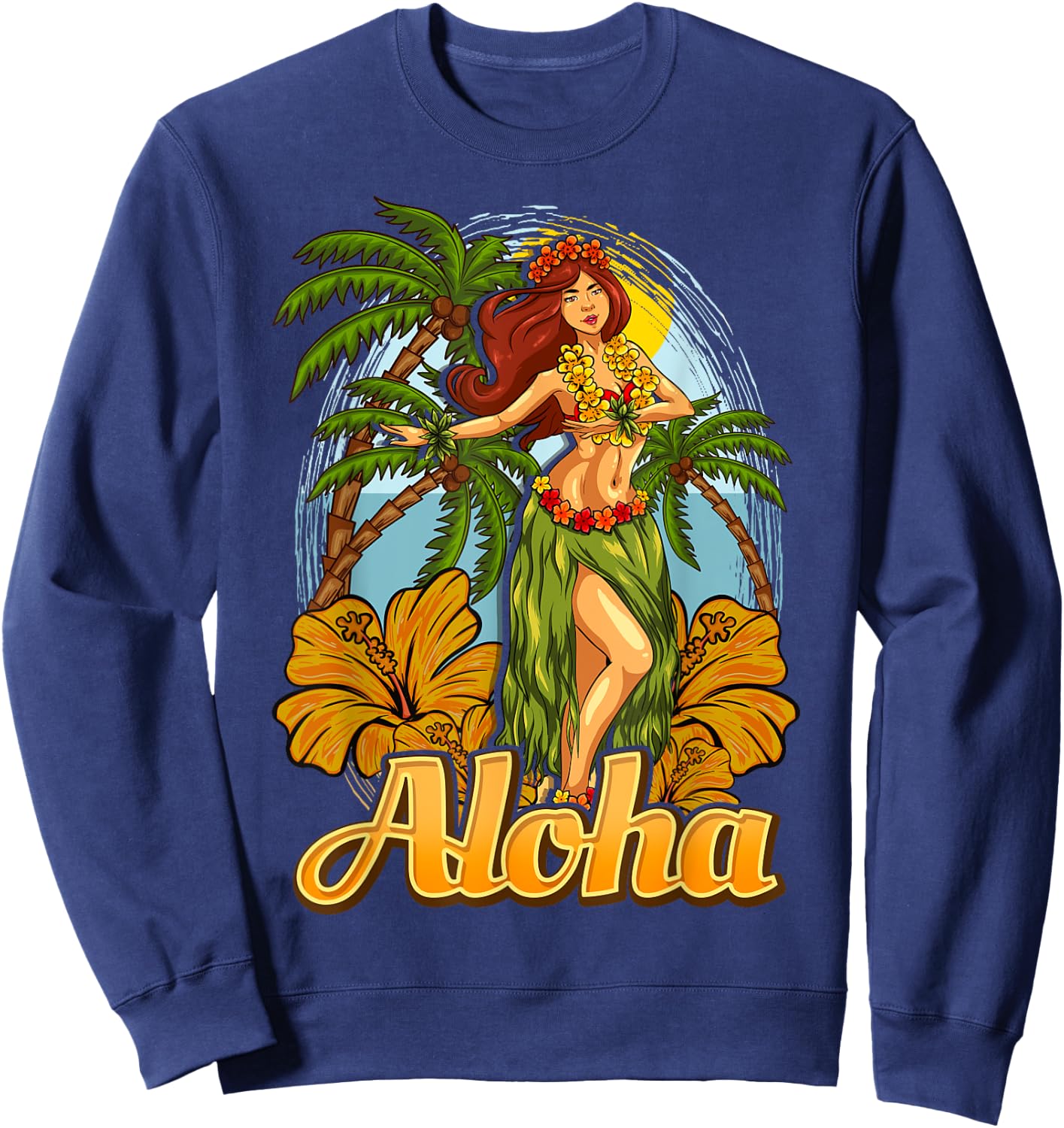 Aloha Hula Dance Hawaii Hawaiian Girl Dancer Vacation Sweatshirt - Sweatshirt | Navy