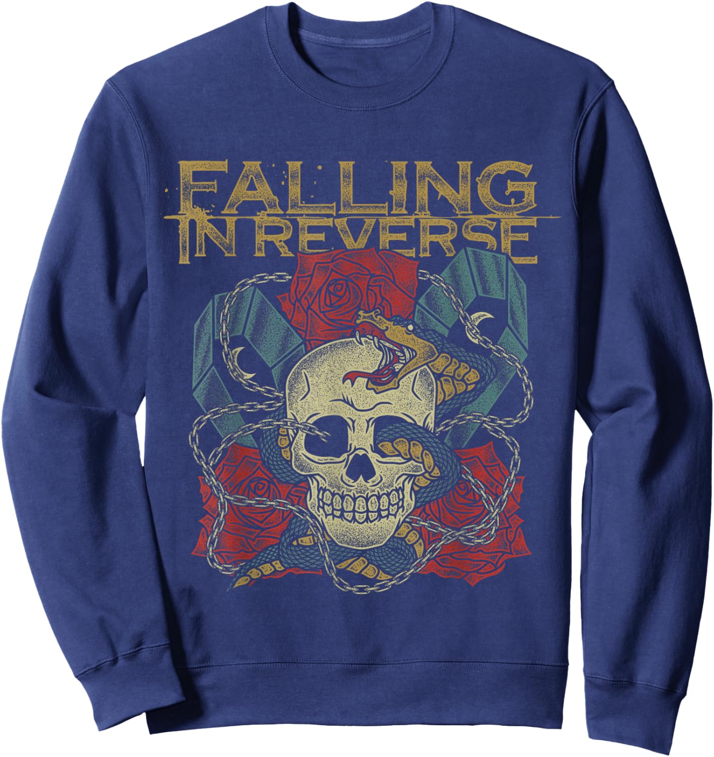 Falling In Reverse - Official Merchandise - Death , Black, -Adults, Short Sleeve Sweatshirt - Sweatshirt | Navy
