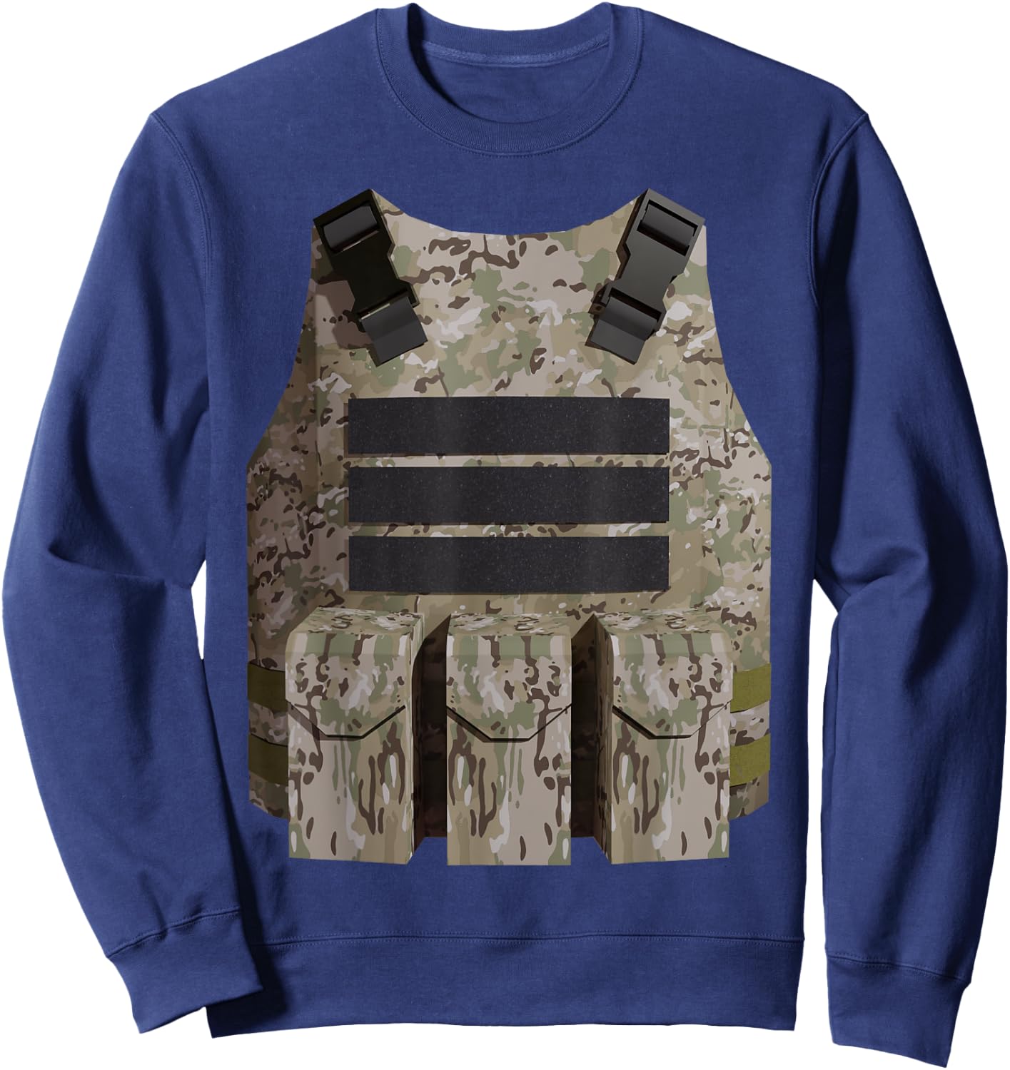 Faux Bulletproof Vest Gamer Costume Desert Camo version Sweatshirt - Sweatshirt | Navy