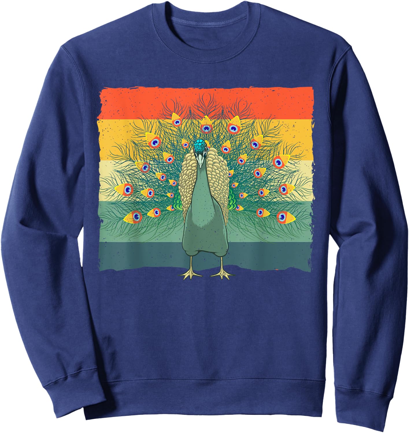 Cool Peacock Design Women Kids Vintage Peacock Lover Sweatshirt - Sweatshirt | Navy