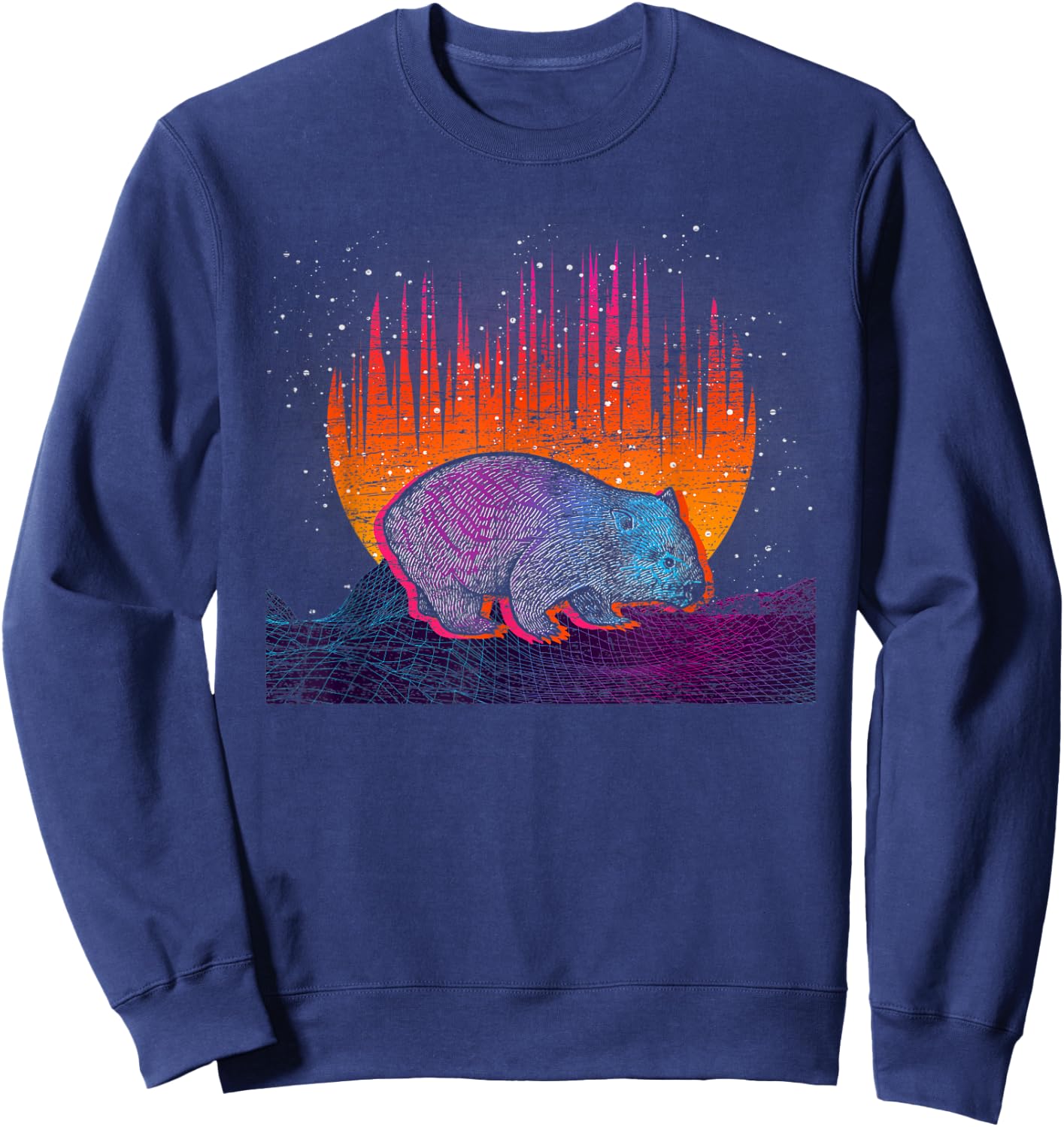 Backpacker Aussie Animal Outback Australia Vaporwave Wombat Sweatshirt - Sweatshirt | Navy
