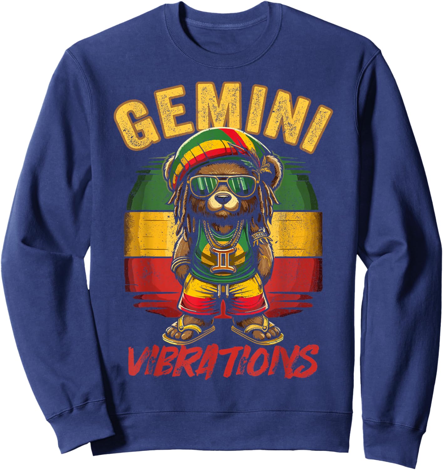 Gemini Vibes Rasta Reggae Teddy, Bear Island Beach Birthday Women Sweatshirt - Sweatshirt | Navy
