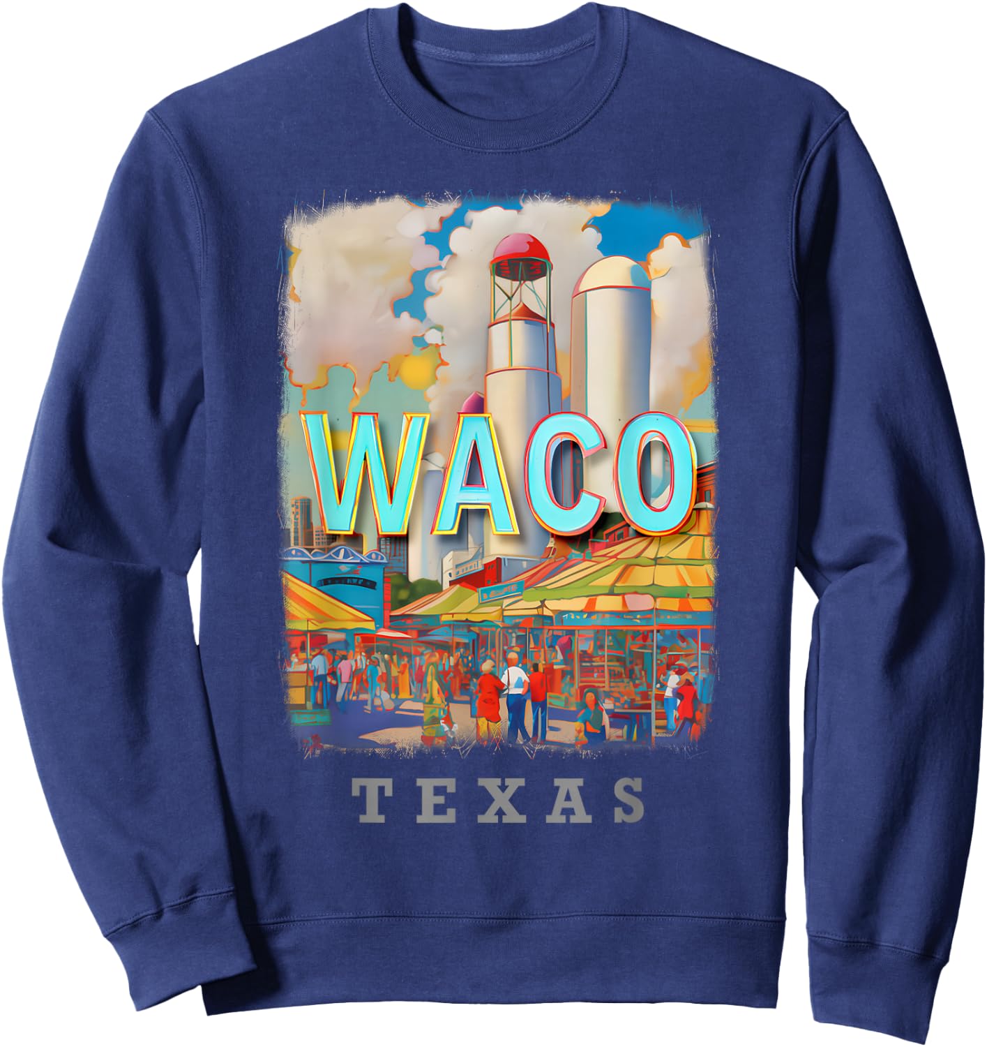 Waco Texas TX Magnolia Silos SD884 Sweatshirt - Sweatshirt | Navy