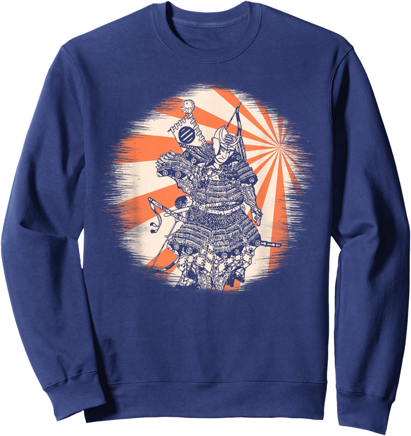 Japanese Art Samurai Japanese Retro Art Print Sweatshirt - Sweatshirt | Navy
