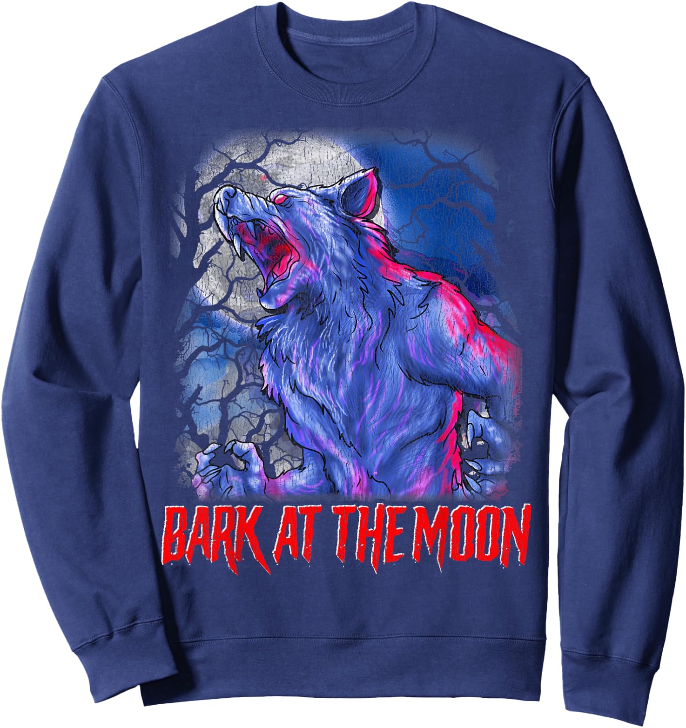 Bark at the Moon! Howling Werewolf Sweatshirt - Sweatshirt | Navy