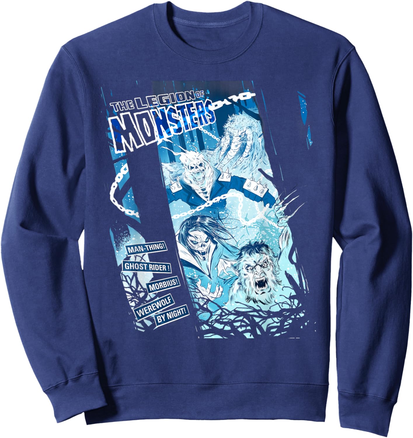 Marvel Legion of Monsters Ghost Rider Man-Thing Morbius Team Sweatshirt - Sweatshirt | Navy