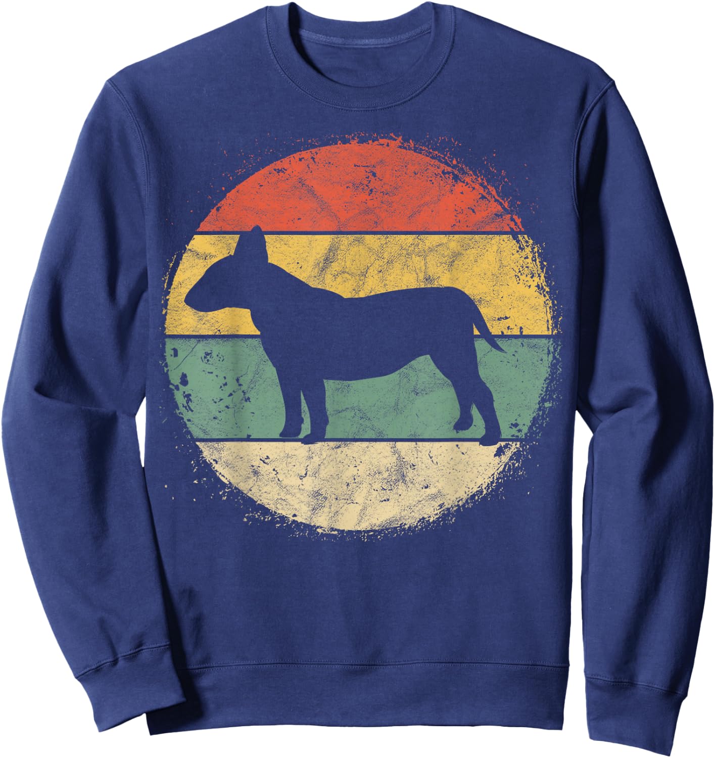 Circular Retro Bull Terrier Owner Bully Parents Dog Mom Sweatshirt - Sweatshirt | Navy