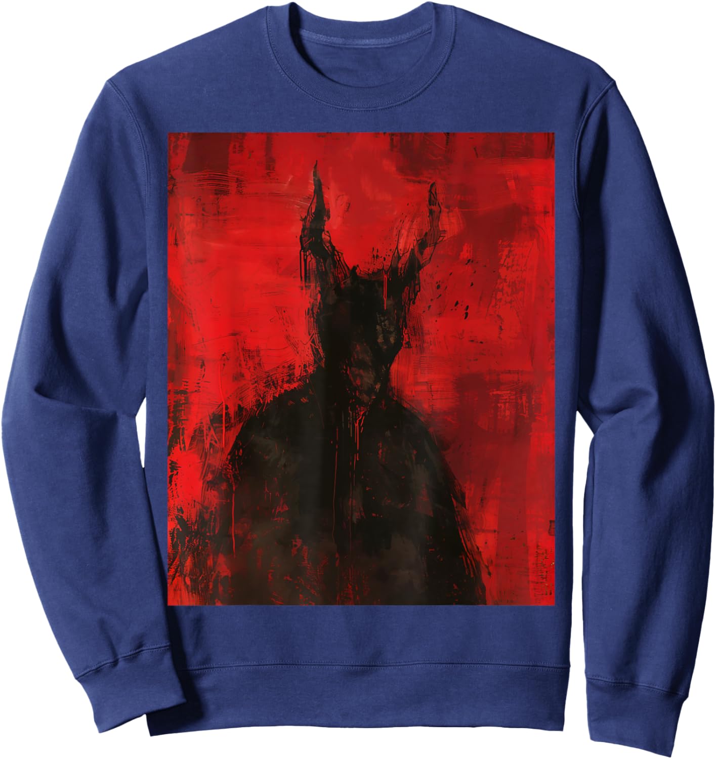 Red Demon Satan Baphomet Horror Art Goth Dark Hell Occult Sweatshirt - Sweatshirt | Navy