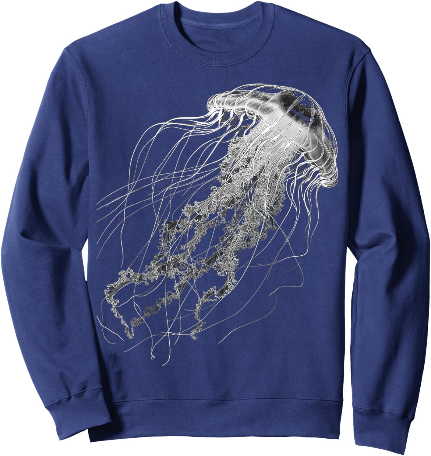 Jellyfish Animal Motif Illustration Jellyfish Sweatshirt - Sweatshirt | Navy