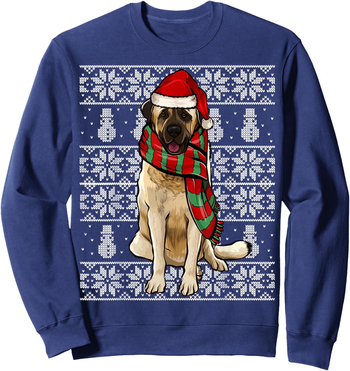 Santa Hat Xmas Anatolian Shepherd Dog Ugly Christmas Sweatshirt - Sweatshirt | Navy