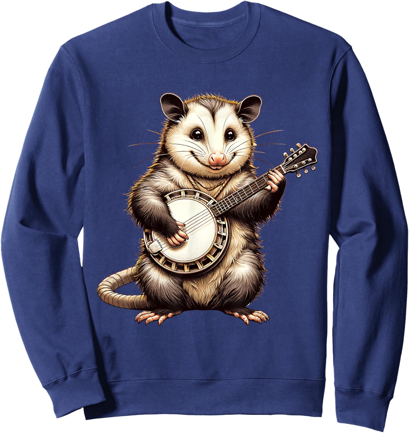 Possum Playing Banjo Opossum Guitar Music Sweatshirt - Sweatshirt | Navy