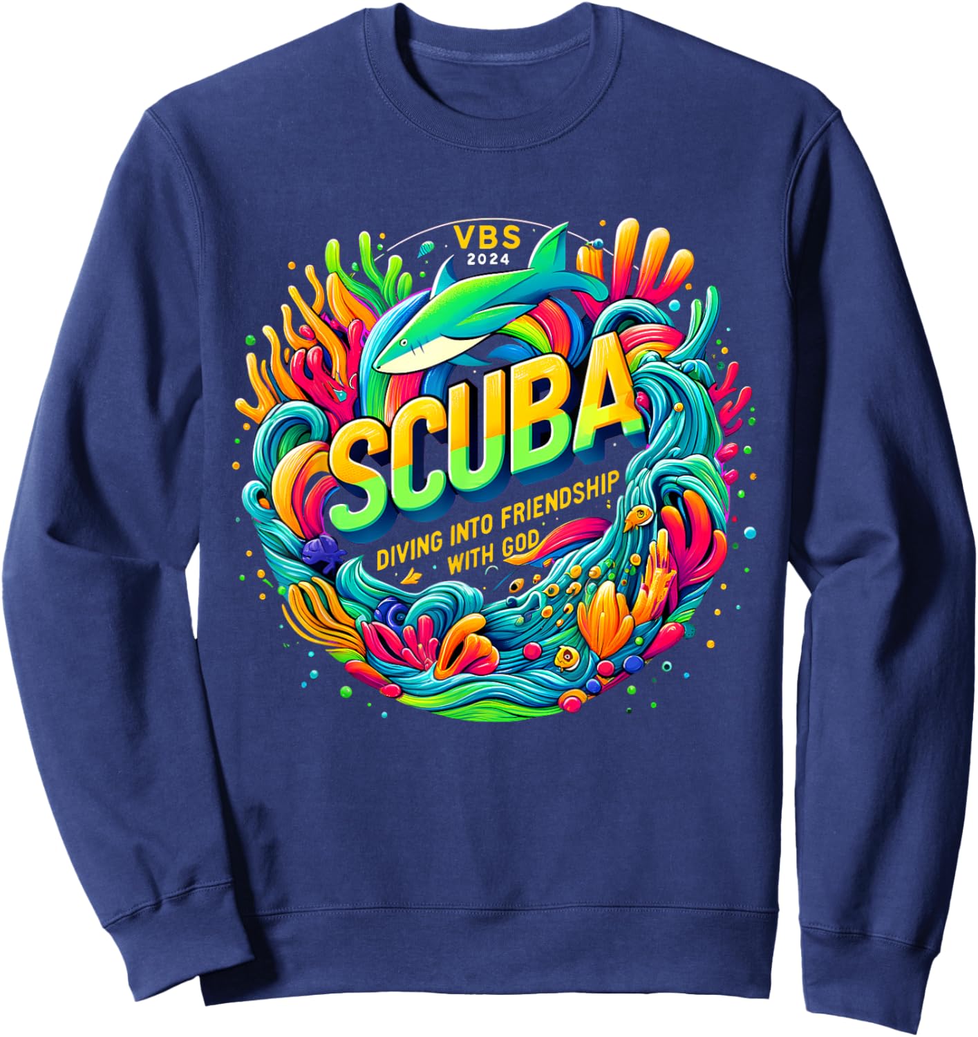 Scuba Diving Into Friendship with God Christian VBS 2026 Sweatshirt - Sweatshirt | Navy