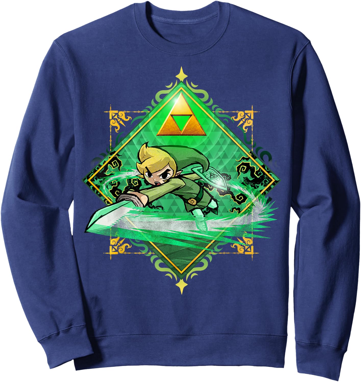 The Legend of Zelda: The Wind Waker Link Gold Sword Badge Sweatshirt - Sweatshirt | Navy