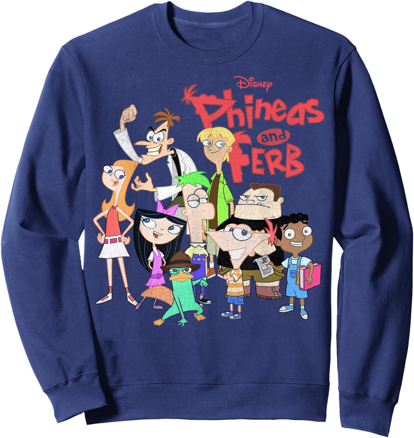 Disney Phineas and Ferb The Group Logo Small Sweatshirt - Sweatshirt | Navy