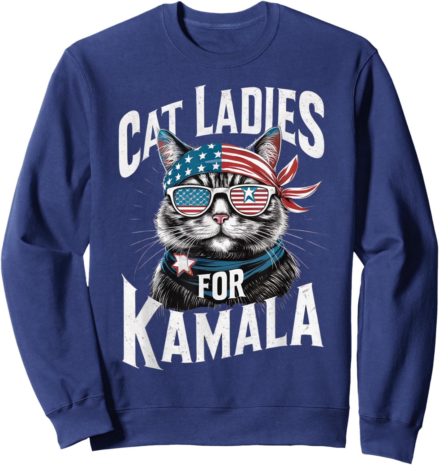 Cat Ladies for Kamala 2024 President Kamala-Harris Sweatshirt - Sweatshirt | Navy