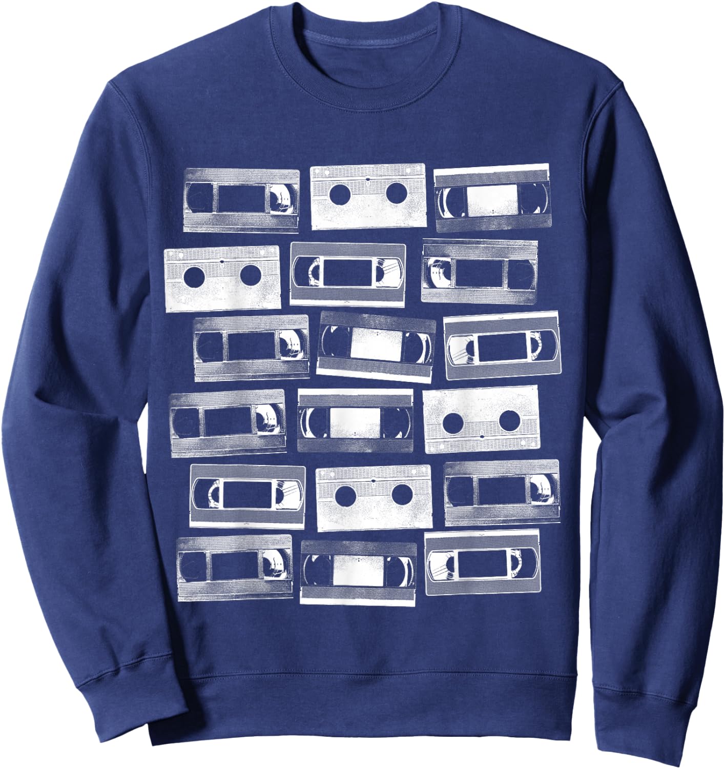 VHS Cassette Tapes 1980s VCR Video Retro Movies Sweatshirt - Sweatshirt | Navy