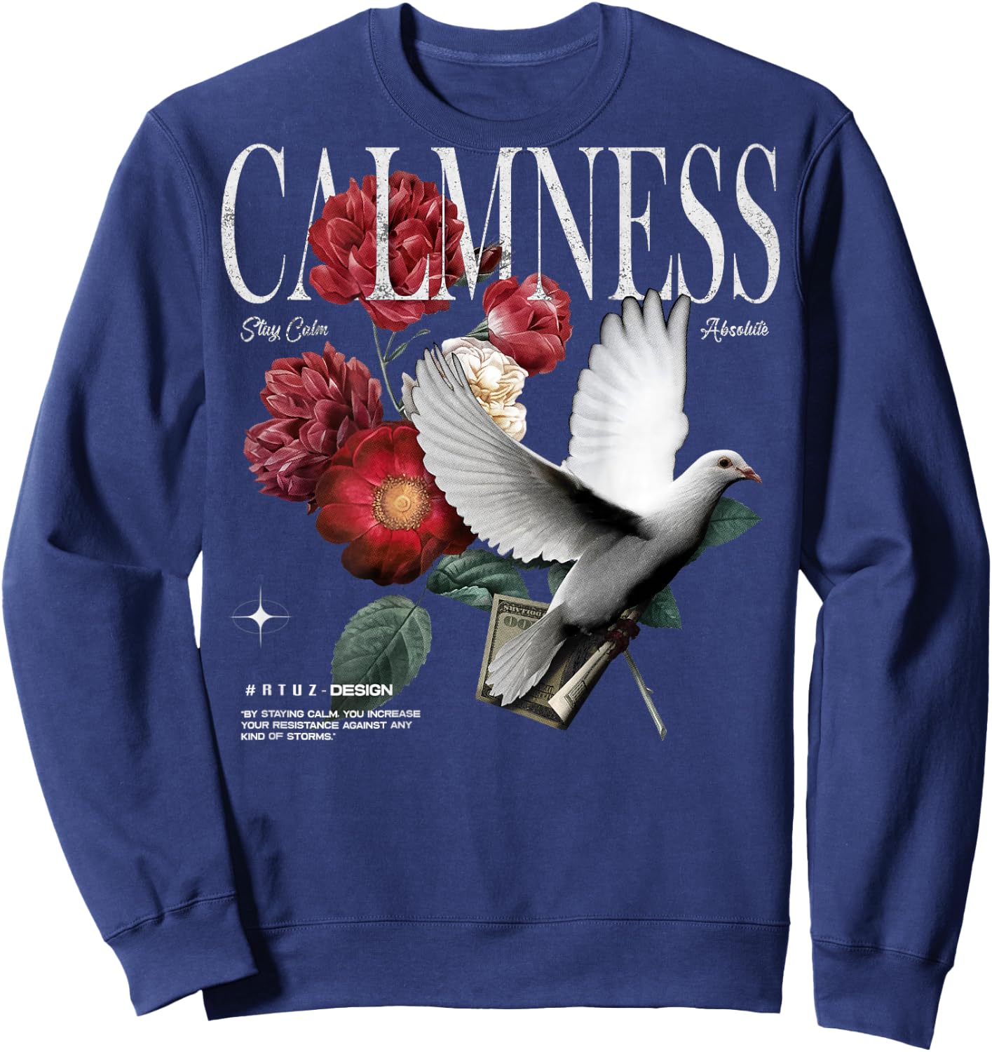 Hip Hop Vintage Hipster Edgy Urban Y2K Back Print Streetwear Sweatshirt - Sweatshirt | Navy