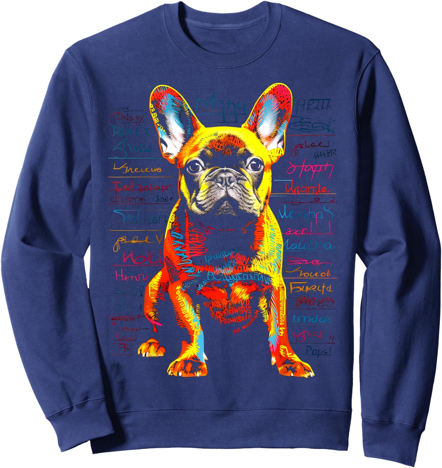 French Bulldog Dog Animal Pet Art Graphic French Bulldog Sweatshirt - Sweatshirt | Navy