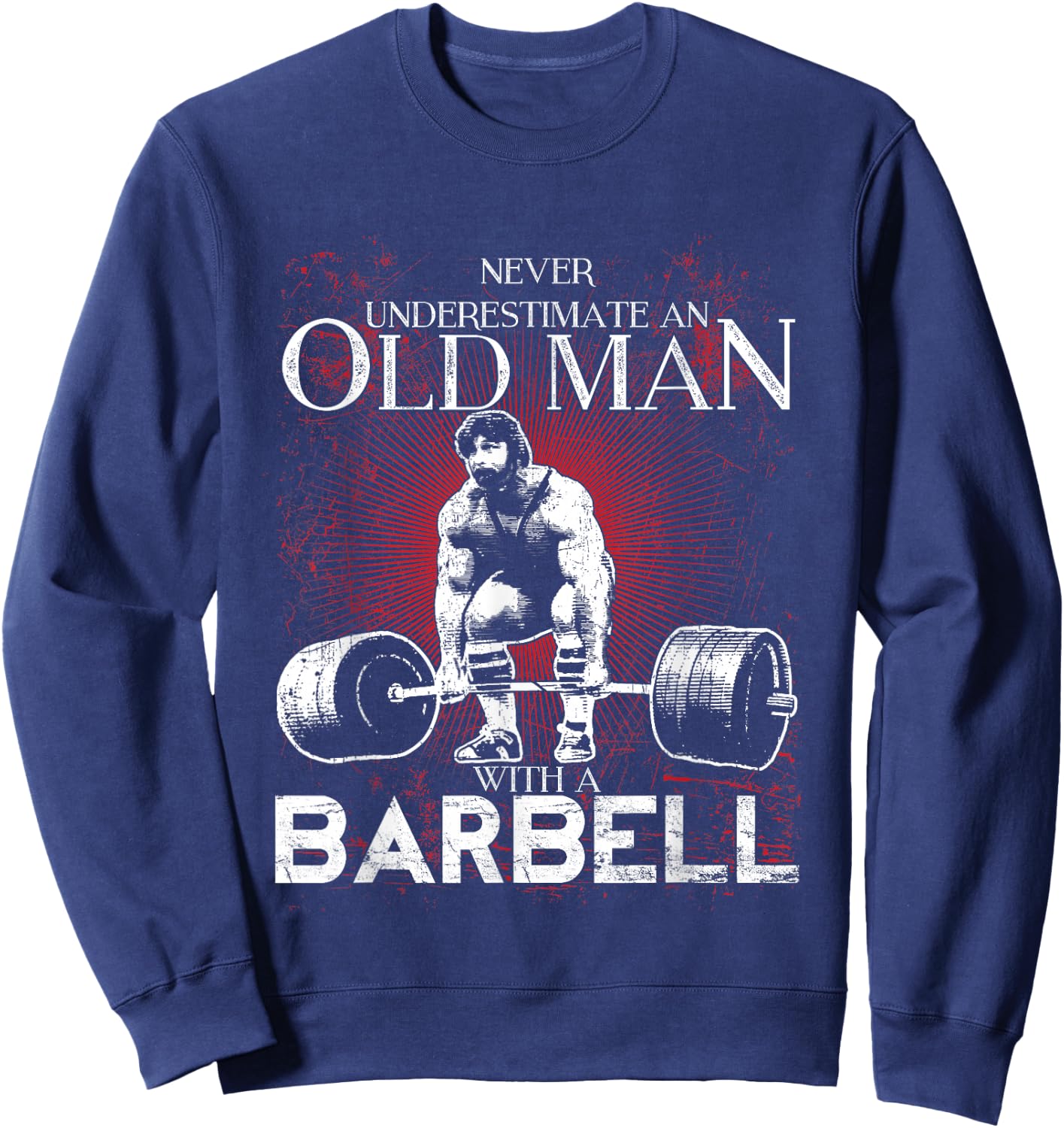 Old Man Barbell Powerlifting Sweatshirt - Sweatshirt | Navy