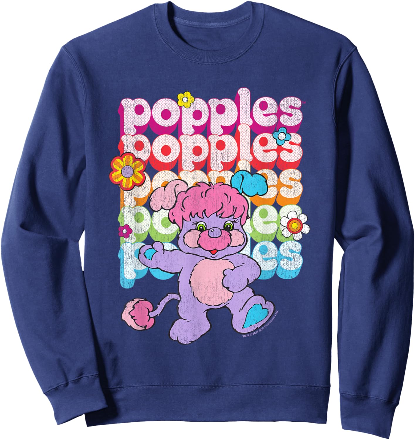 Popples Repeat Logo , Small, Black Sweatshirt - Sweatshirt | Navy
