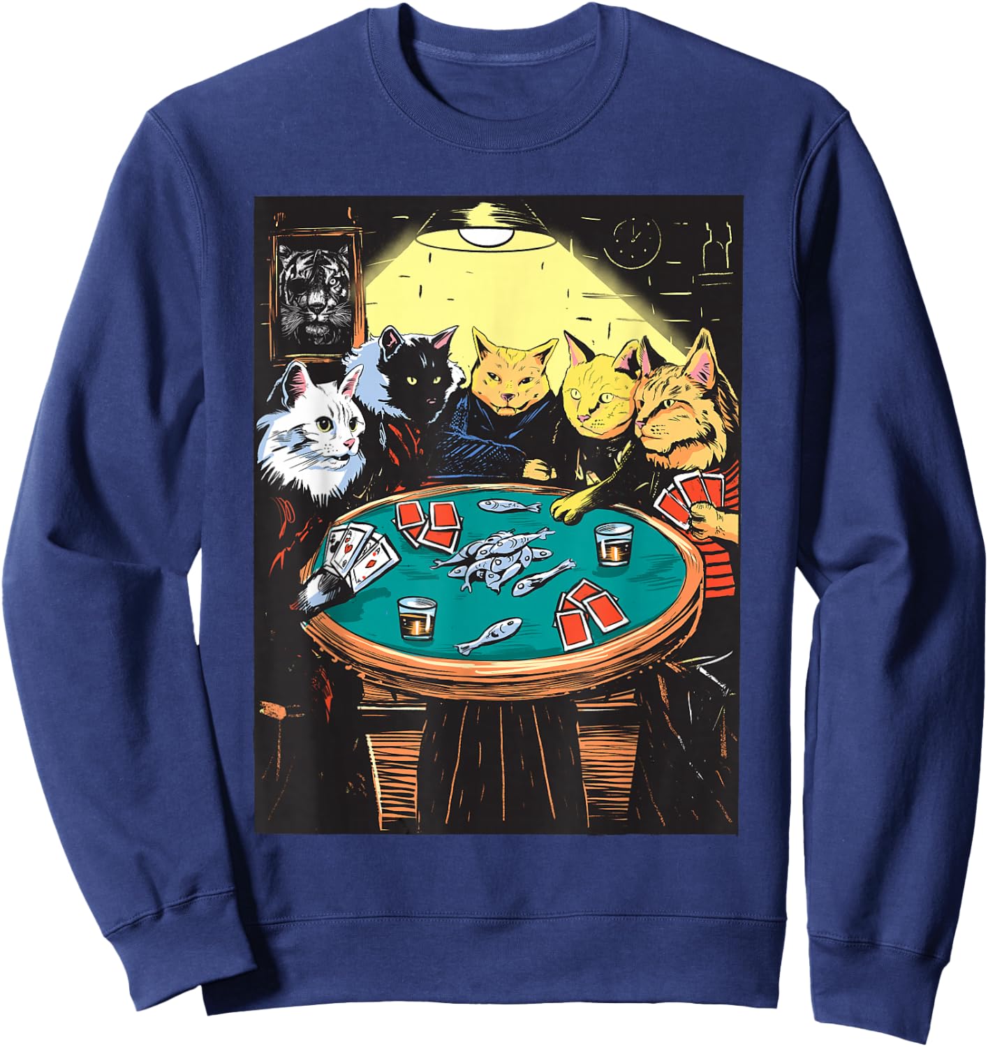 Funny Cats Playing Poker Art Cat Sweatshirt - Sweatshirt | Navy