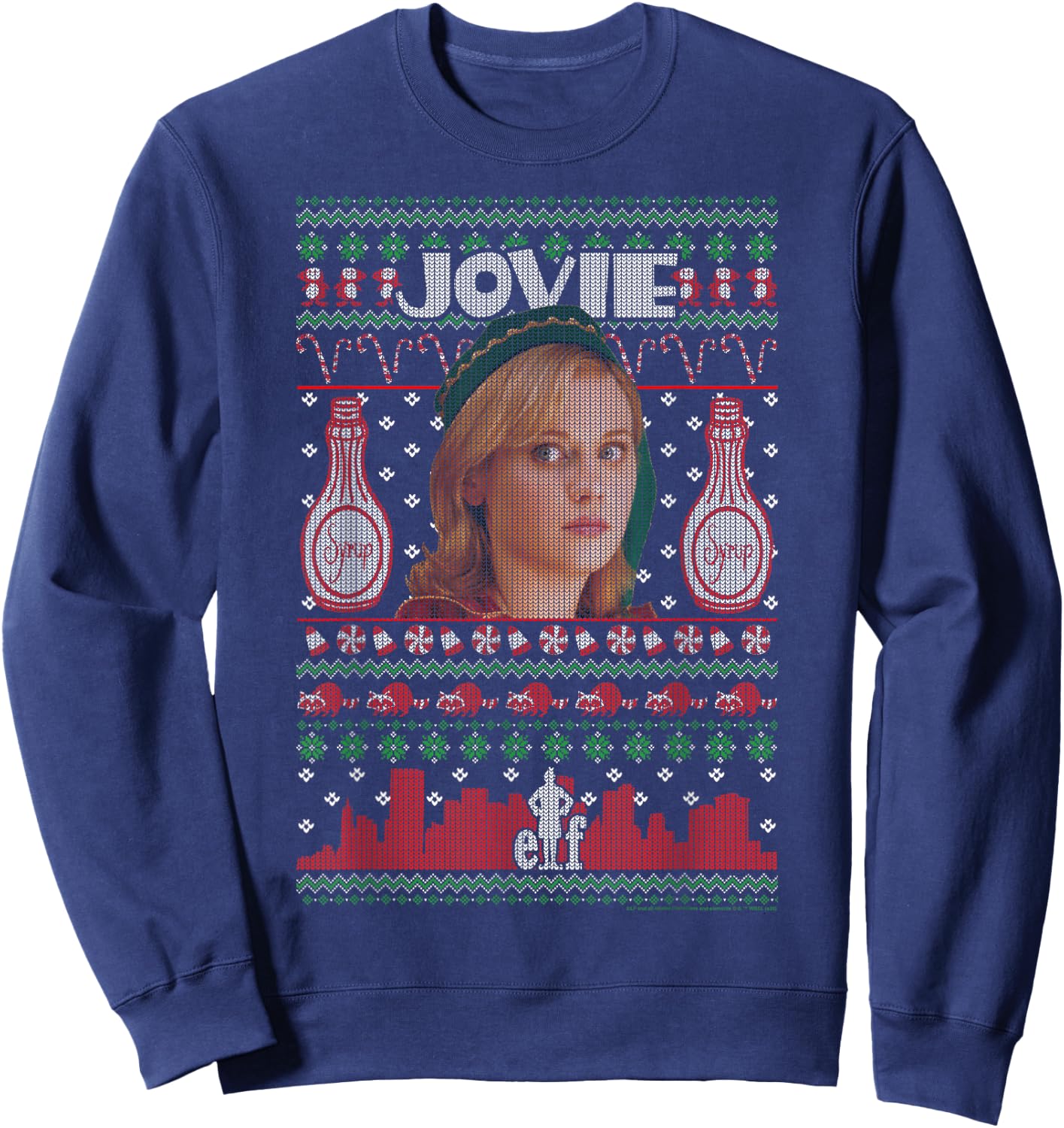 Elf Jovie Ugly Christmas Sweater Sweatshirt - Sweatshirt | Navy