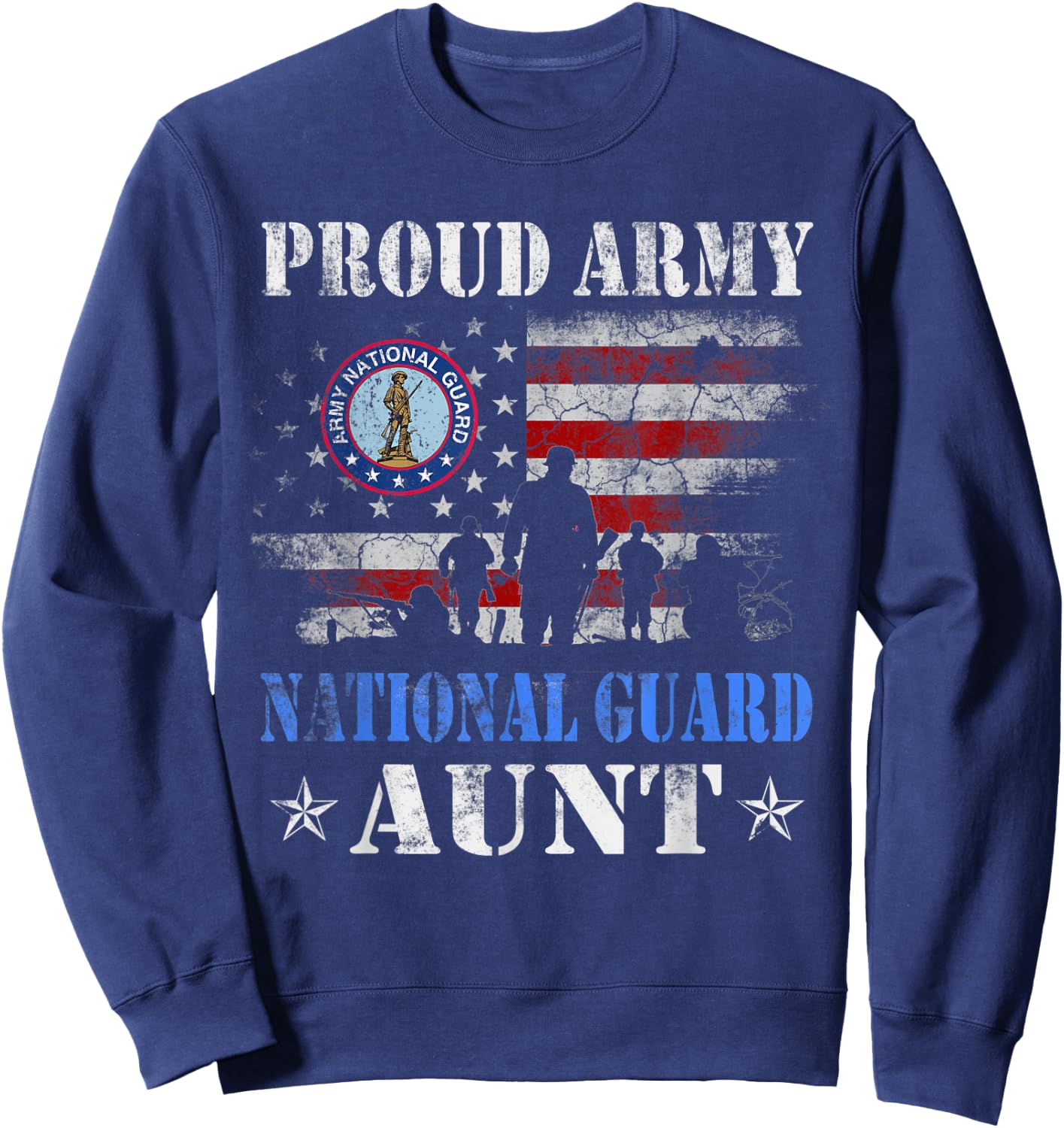 Proud Army National Guard Aunt T shirt Veterans Day Gift Sweatshirt - Sweatshirt | Navy