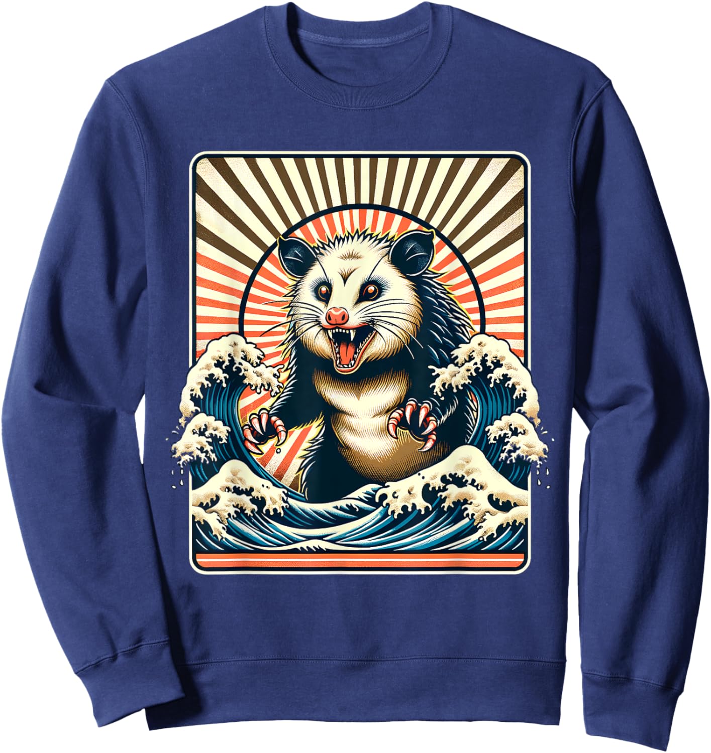 Opossum Japan Sun Wave Vintage Possum Monster Sweatshirt - Sweatshirt | Navy