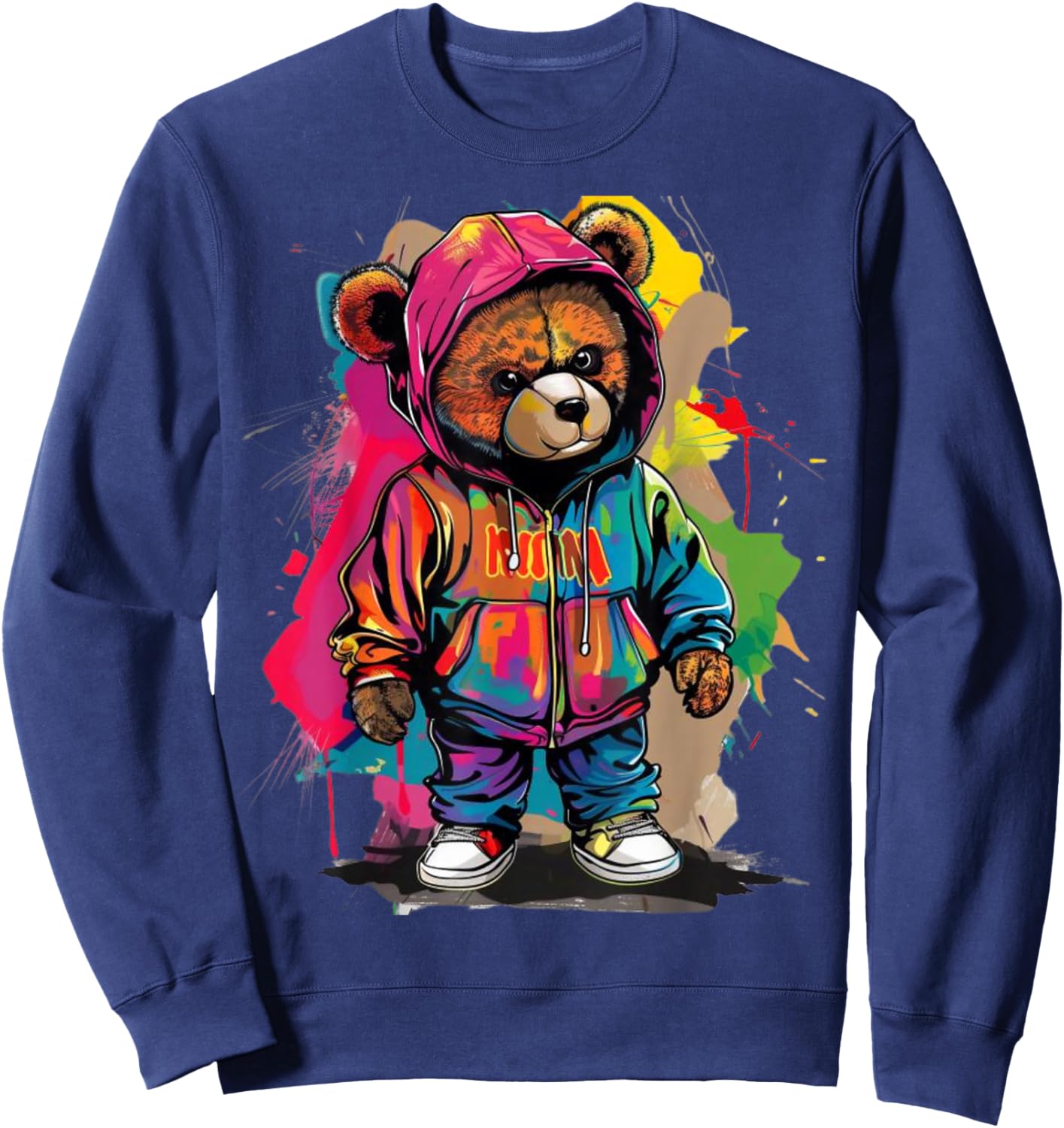 Hip-Hop Teddy-Bear Colorful Teddybear with Graphic Sweatshirt - Sweatshirt | Navy