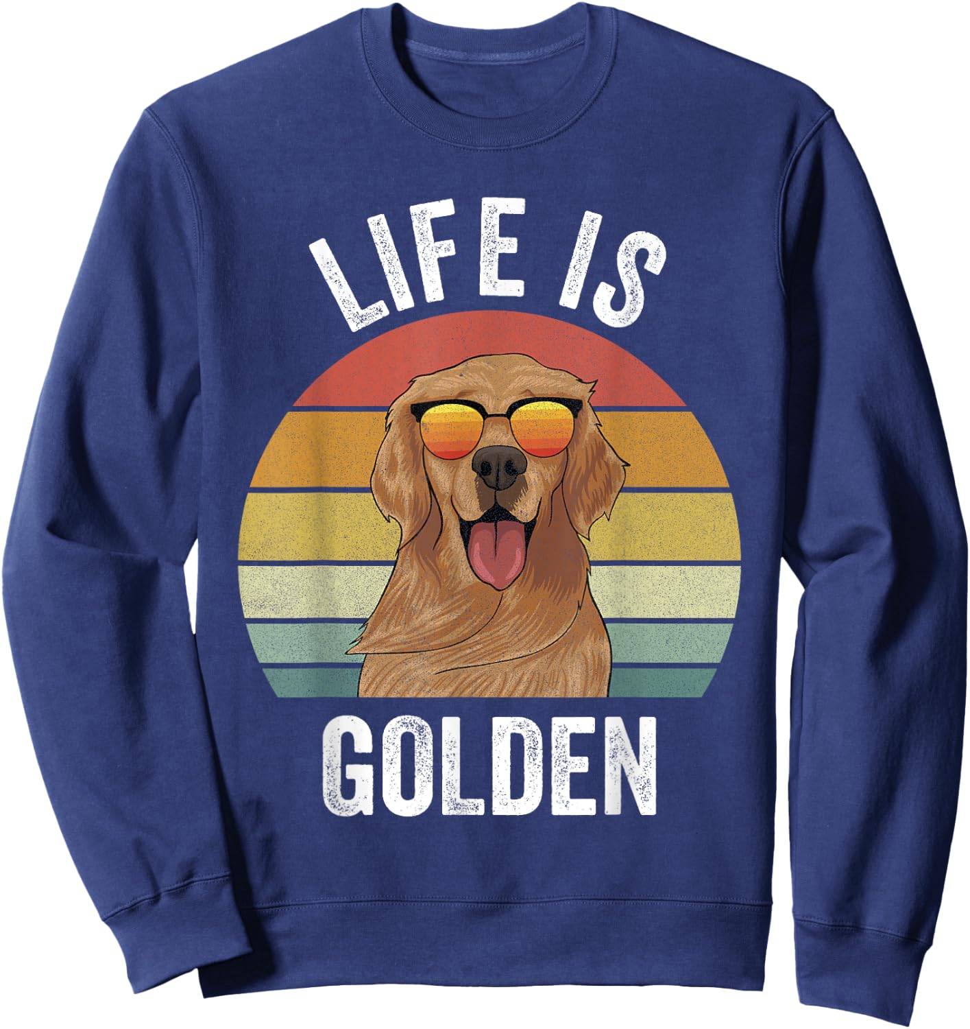 Retro Golden Retriever Funny Dog Women Girls Kids Sweatshirt - Sweatshirt | Navy