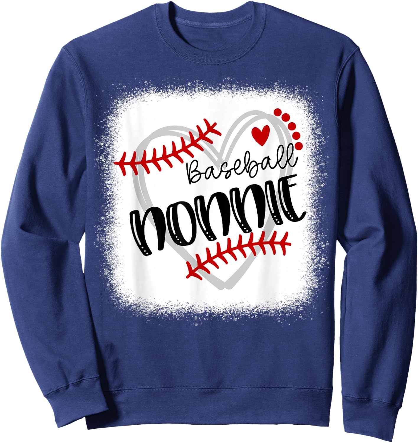 Personalized Baseball Heart Cute Nonnie Women Baseball Sweatshirt - Sweatshirt | Navy