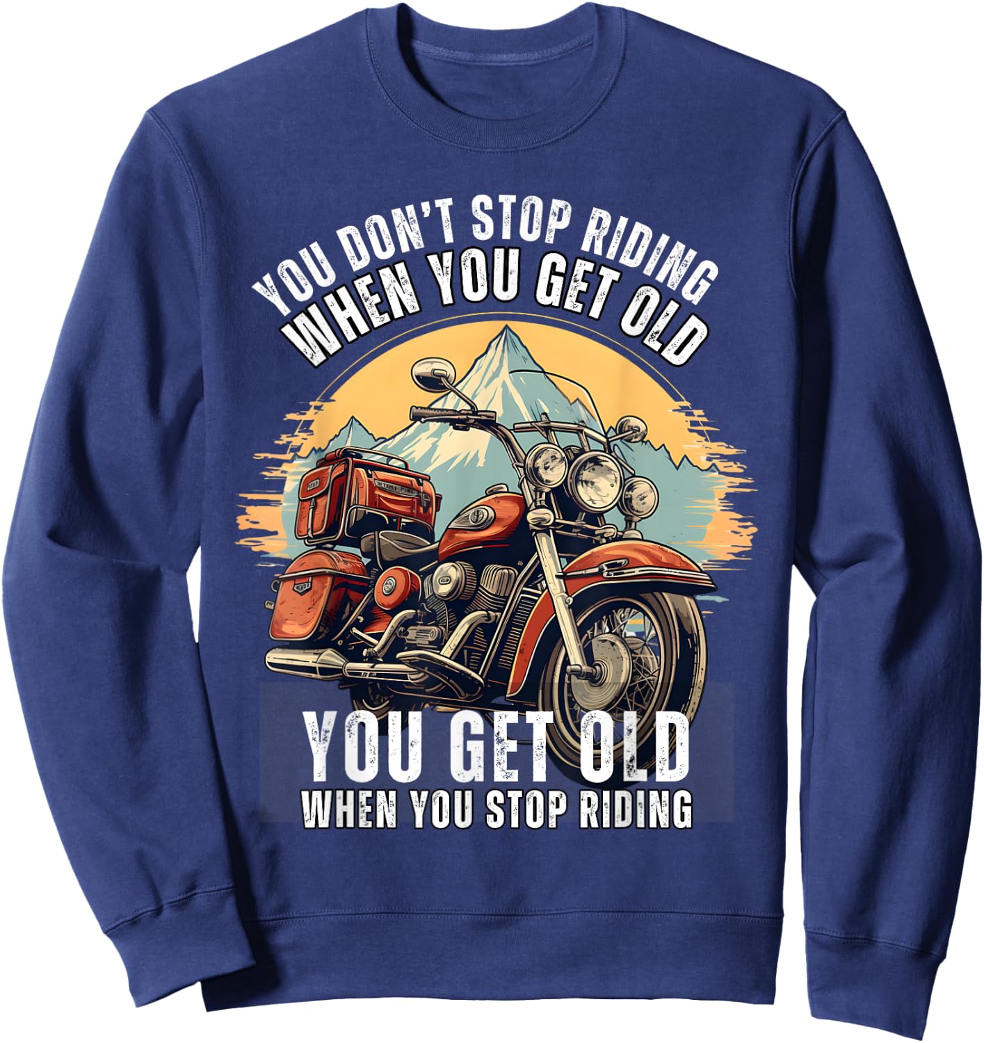 Biker's Nostalgia: Embrace the Vintage Motorcycle Era Sweatshirt - Sweatshirt | Navy