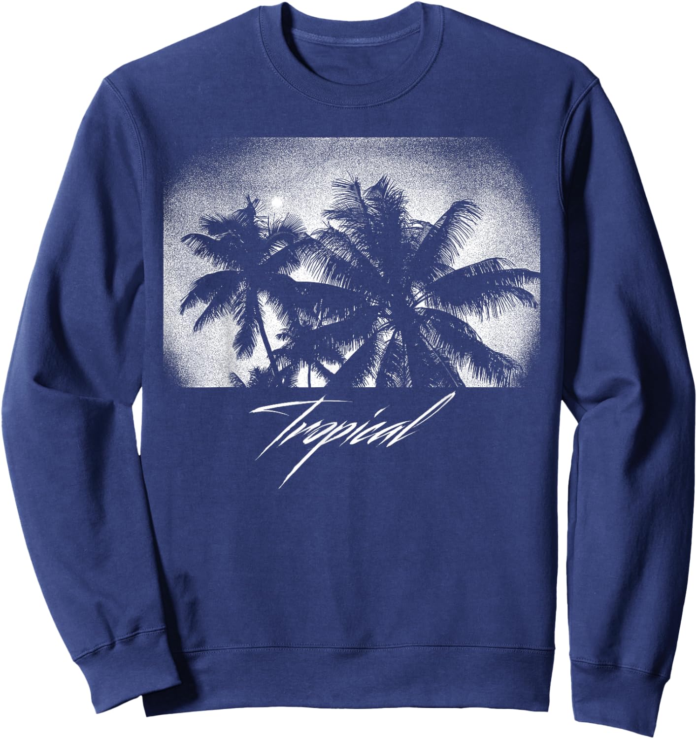 Palm Tree Silhouette Tree design, Vintage Graphic gift Sweatshirt - Sweatshirt | Navy