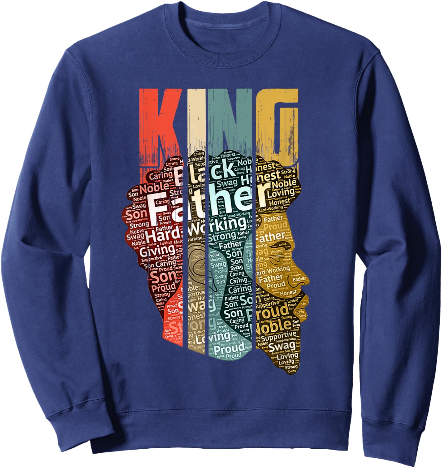 Strong Black King t Shirt African American Natural Afro Sweatshirt - Sweatshirt | Navy