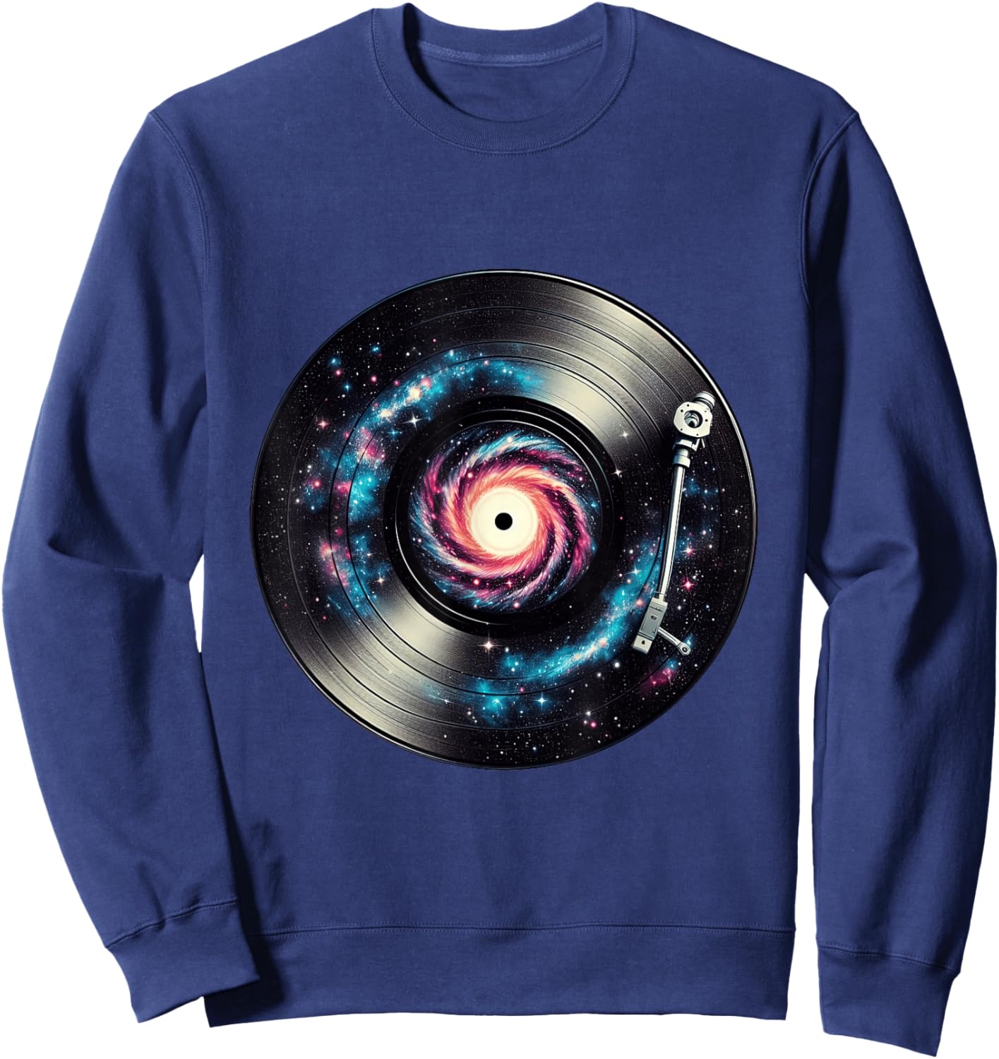 Turntable EDM Vinyl Record Player Galaxy Spiral Sweatshirt - Sweatshirt | Navy