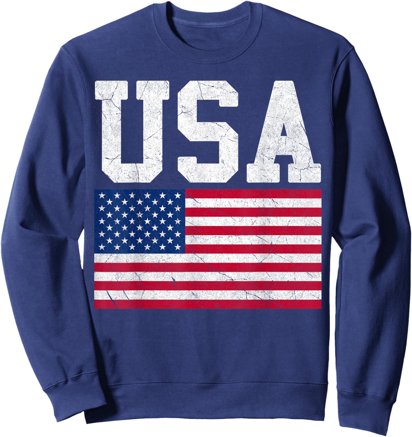 American Flag USA Patriotic Women Men Boys Girls July 4th US Sweatshirt - Sweatshirt | Navy